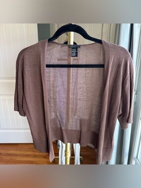 Theory Open-Front Short Sleeve Cardigan - Brown